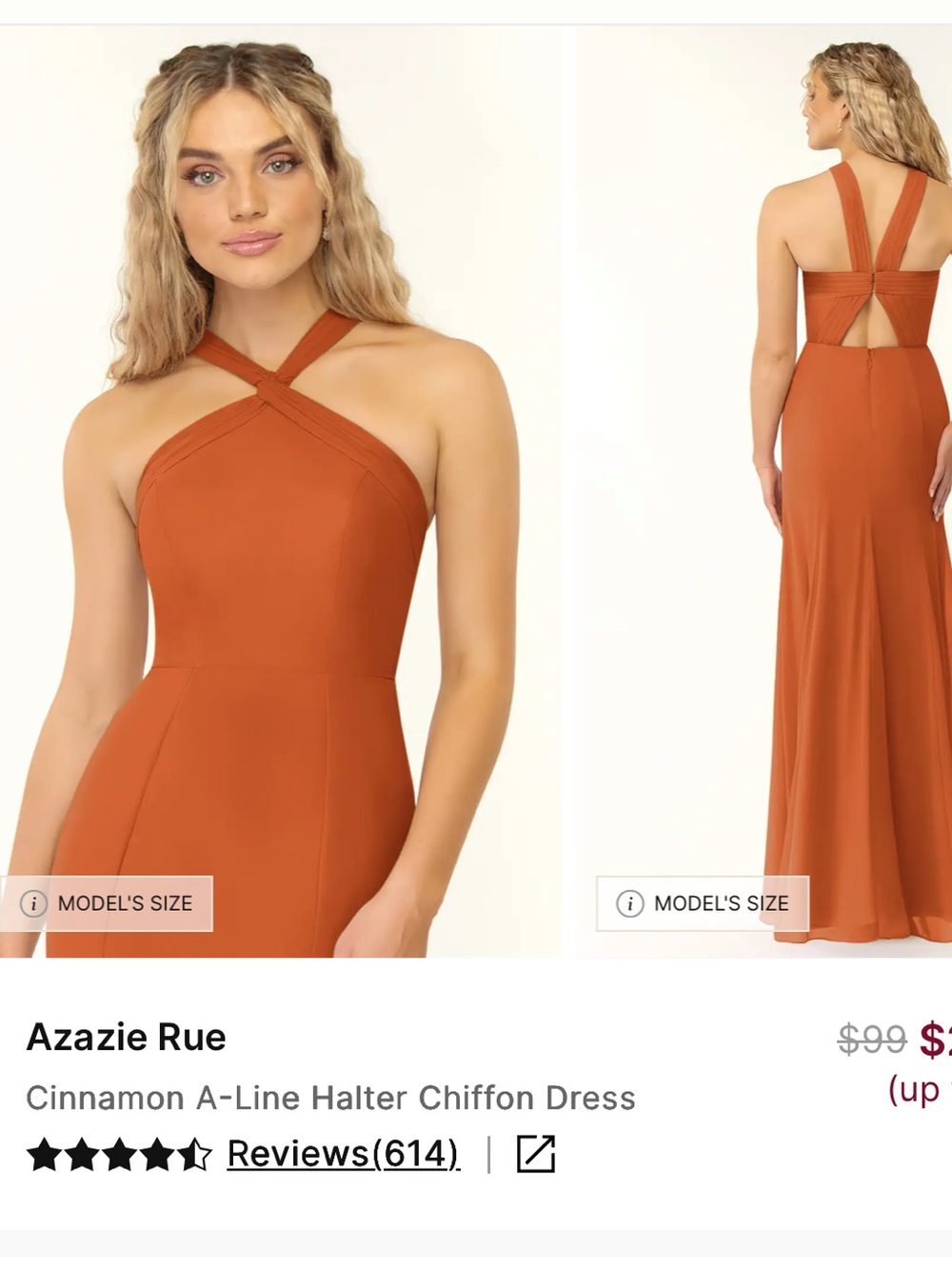 Azazie Cinnamon Halter A-Line Maxi Dress